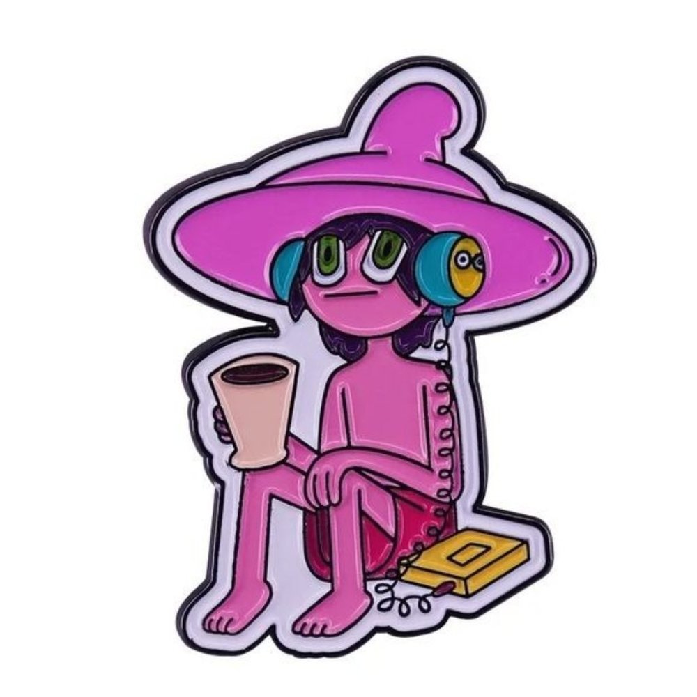 Clancy Midnight Gospel pin purple hat coffee